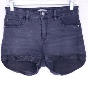 HM Black Rolled Cuff Jean Shorts Womens Size 8 Mid Rise Denim Casual Pants
